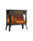 23" Black Steel Electric Fireplace With Mantle