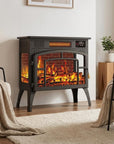 23" Black Steel Electric Fireplace With Mantle