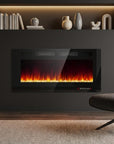 42" Black Metal Electric Fireplace