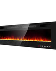 72" Black Metal Electric Fireplace