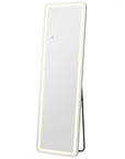 70" Silver Lighted Freestanding And Wall Mounted Framed Full Length Mirror