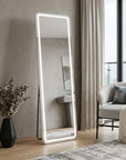 70" Silver Lighted Freestanding And Wall Mounted Framed Full Length Mirror