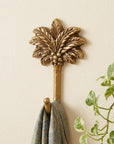 4" Antiqued Gold Cast Iron Palm Tree Wall Hook