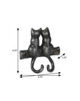 Two Hook 5" Black Cast Iron Cats Wall Hook