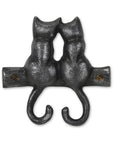 Two Hook 5" Black Cast Iron Cats Wall Hook