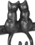 Two Hook 5" Black Cast Iron Cats Wall Hook