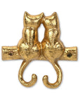 Two Hook 5" Gold Cast Iron Cats Wall Hooks