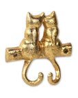 Two Hook 5" Gold Cast Iron Cats Wall Hooks