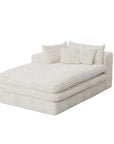67" White Corduroy Left Hand Facing Chaise Lounge Chair