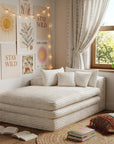 67" White Corduroy Left Hand Facing Chaise Lounge Chair