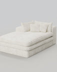 67" White Corduroy Left Hand Facing Chaise Lounge Chair