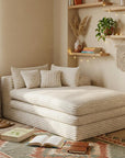 67" White Corduroy Left Hand Facing Chaise Lounge Chair