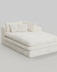67" White Corduroy Left Hand Facing Chaise Lounge Chair