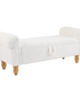 55" White and Brown Corduroy and Solid Wood Upholstered Storage Bench With Flip Top