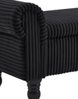 55" White and Brown Corduroy and Solid Wood Upholstered Storage Bench With Flip Top