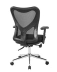 Black And Silver Adjustable Height Swivel Rolling Office Chair