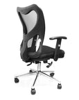 Black And Silver Adjustable Height Swivel Rolling Office Chair