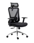 Black And Silver Adjustable Height Swivel Rolling Office Chair