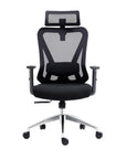 Black And Silver Adjustable Height Swivel Rolling Office Chair