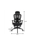 Black Adjustable Height Swivel Rolling Office Chair With Footrest