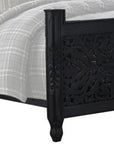 Five Piec Black Solid Wood Bedroom Set With Mirror