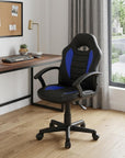 Blue Adjustable Height Swivel Rolling Gaming Chair