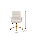 White And Gold Boucle Swivel Rolling Executive Office Chair