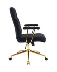 White And Gold Boucle Swivel Rolling Executive Office Chair