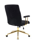 White And Gold Boucle Swivel Rolling Executive Office Chair