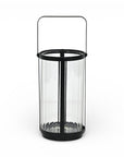 9" Clear And Black Glass And Metal Tabletop Lantern Candle Holder