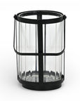 7" Black Glass Tabletop Lantern Candle Holder