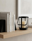 5" Clear And Black Glass And Metal Tabletop Lantern Candle Holder