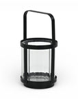 5" Clear And Black Glass And Metal Tabletop Lantern Candle Holder