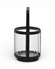 5" Clear And Black Glass And Metal Tabletop Lantern Candle Holder