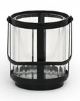 5" Clear And Black Glass And Metal Tabletop Lantern Candle Holder