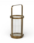 7" Gold Glass Tabletop Lantern Candle Holder