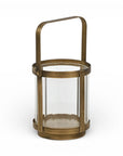 5" Gold Glass Tabletop Lantern Candle Holder