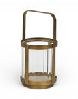 5" Gold Glass Tabletop Lantern Candle Holder