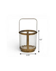 5" Gold Glass Tabletop Lantern Candle Holder