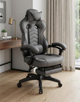 Gray Adjustable Height Swivel Rolling Racecar Executive Office Chair