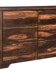 Five Piec Dark Brown Solid Wood Bedroom Set With Mirror
