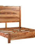 Five Piec Brown Solid Wood Bedroom Set With Mirror