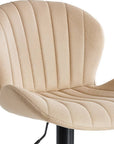 Set of Two Beige And Black Faux Leather And Aluminum Adjustable Height Swivel Bar Chairs