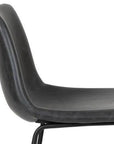 Set of Two 29" Black Faux Leather And Aluminum Bar Height Bar Chairs