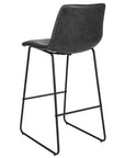 Set of Two 29" Black Faux Leather And Aluminum Bar Height Bar Chairs