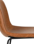 Set of Two 29" Brown And Black Faux Leather And Aluminum Bar Height Bar Chairs