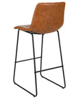 Set of Two 29" Brown And Black Faux Leather And Aluminum Bar Height Bar Chairs