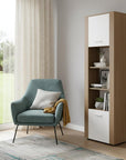 73" Beige Wood One Tier Bookcase with One Door