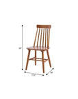 Set of Two Walnut Solid Wood Windsor Back Dining Side Chairs