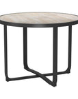 42" Black Glass And Aluminum Cross Leg Base Round Top Dining Table